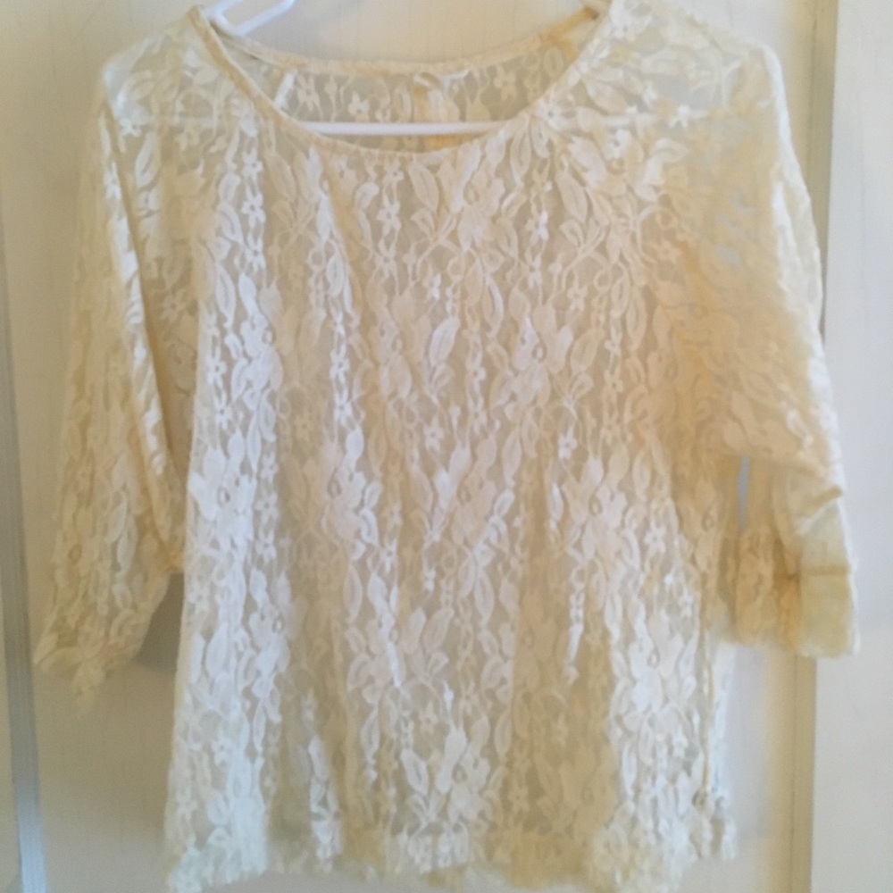 ADORABLE LACE 3/4 SLEEVE TOP